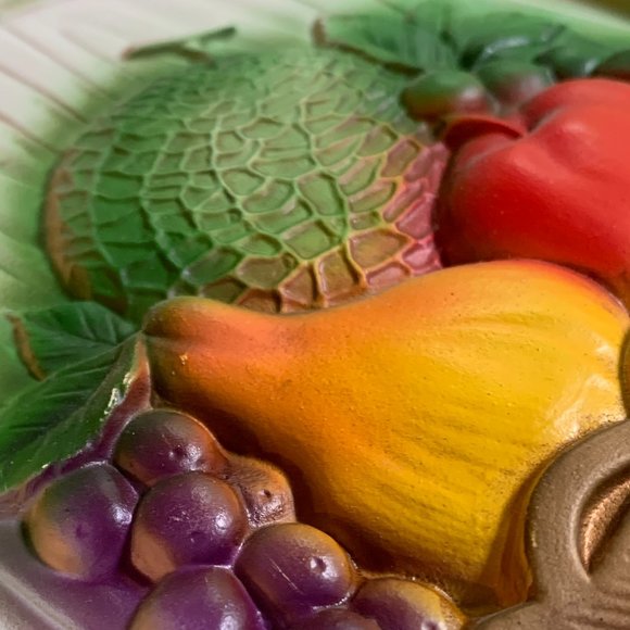 4 VTG Chalkware Fruit Coffee Grinder Japan Kitchen Plaques Retro Cottage - Picture 9 of 14